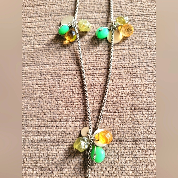 Beth Orduna Sterling Silver with citrine, peridot & chalcedonay cluster necklace - Picture 8 of 9